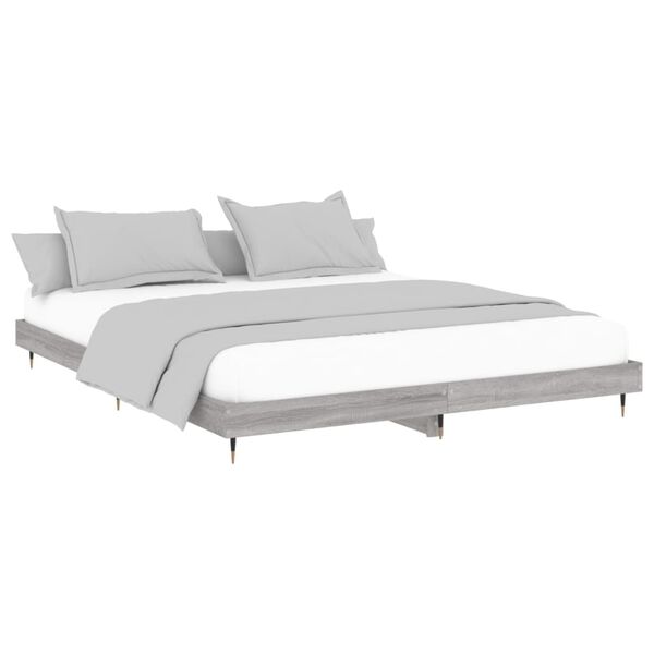 vidaXL Cadre de lit sans matelas sonoma gris 160x200cm bois ingénierie