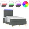 vidaXL Lit à ressort LED avec matelas Gris foncé 120 x 190 cm tissu
