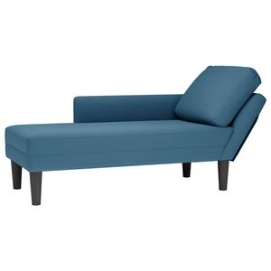 vidaXL Fauteuil long avec coussin et accoudoir droit bleu velours