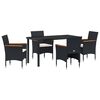 vidaXL Ensemble de salle &agrave; manger pour jardin 5 pc Noir polyrotin