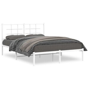 vidaXL Cadre de lit m&eacute;tal sans matelas et t&ecirc;te de lit blanc 135x190 cm