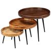vidaXL Ensemble de tables 3 pcs Bois de manguier massif et acier