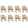 vidaXL Chaises de jardin lot de 8 et coussins carreaux gris Bois teck