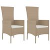 vidaXL Chaises de jardin avec coussins lot de 2 R&eacute;sine tress&eacute;e Beige