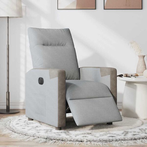 vidaXL Fauteuil inclinable électrique Gris clair Tissu