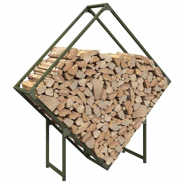 vidaXL Portant de bois chauffage vert olive 100x25x100 cm