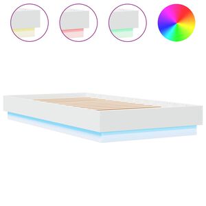 vidaXL Cadre de lit sans matelas avec lumi&egrave;res LED blanc 90x190 cm
