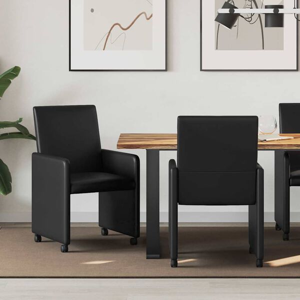 vidaXL Chaises de Salle à Manger avec Roues 2 pcs Noir 57 x 66 x 94 cm
