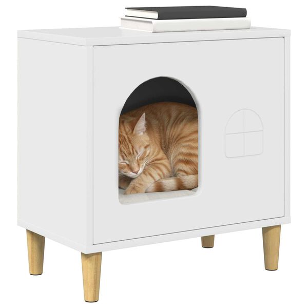 vidaXL Maison pour chat Blanc Brillant 51 x 30 x 52 cm