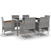 vidaXL Ensemble &agrave; Manger jardin 7 pcs R&eacute;sine tress&eacute;e verre tremp&eacute; Gris