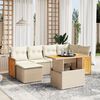 vidaXL Salon de jardin avec coussins 7 pcs beige r&eacute;sine tress&eacute;e