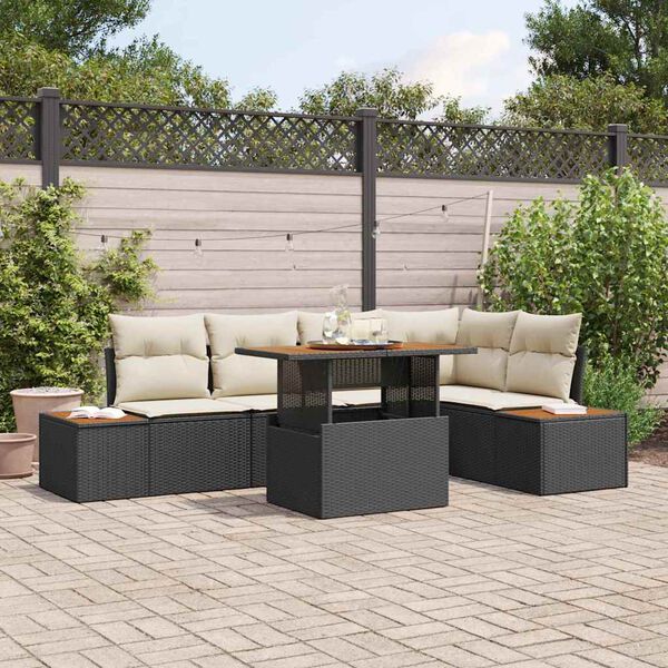 vidaXL Ensemble de salle &agrave; manger pour jardin 6 pcs Noir et Beige
