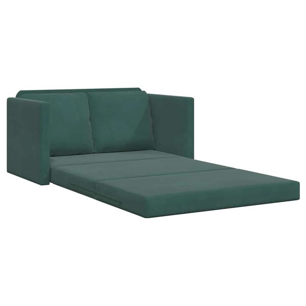 vidaXL Canap&eacute;-lit 2 en 1 vert fonc&eacute; 122x204x55 cm velours