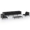 vidaXL Salon de jardin 7 pcs avec coussins R&eacute;sine tress&eacute;e Gris fonc&eacute;