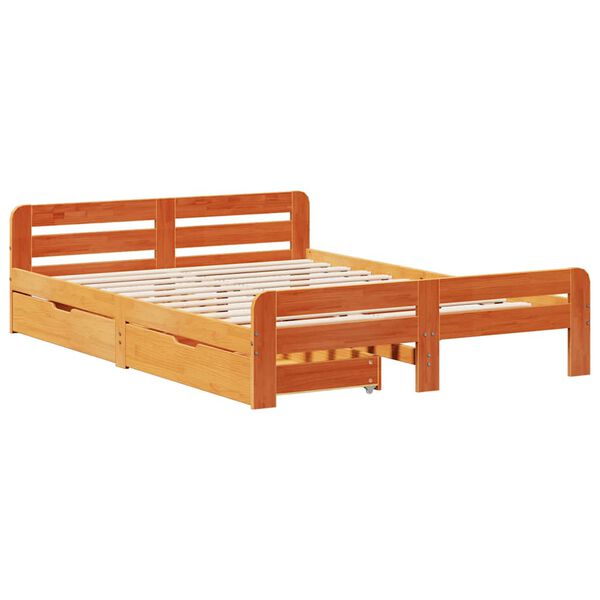 vidaXL Cadre de lit sans matelas cire marron 150x200cm bois pin massif