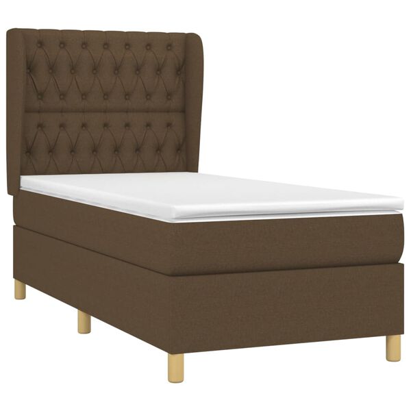 vidaXL Sommier &agrave; lattes de lit avec matelas Marron fonc&eacute; 90x190 cm