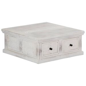 vidaXL Table basse Blanc 70x70x30 cm Bois de manguier massif