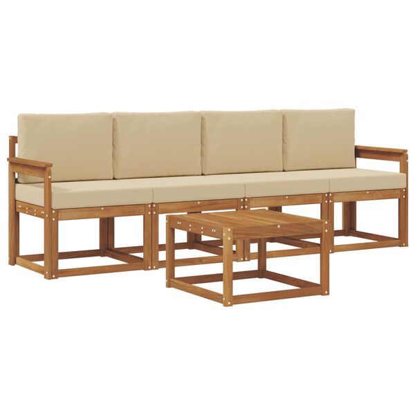 vidaXL Ensemble de canap&eacute;s d'ext&eacute;rieur 5 pcs Naturel et Beige
