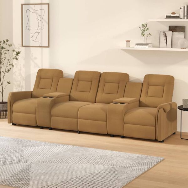 vidaXL Fauteuil inclinable avec porte-gobelets 4 places Taupe