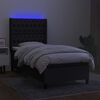 vidaXL Sommier &agrave; lattes de lit matelas et LED Noir 100x200 cm Tissu