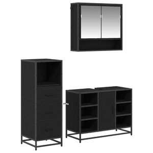 vidaXL Ensemble de mobilier de salle de bain 3 pcs Ch&ecirc;ne noir