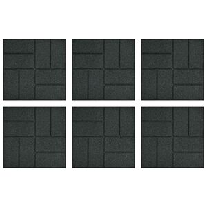 vidaXL Pierre de marchage 6 pi&egrave;ces Noir 40,5 x 40,5 x 2 cm Caoutchouc
