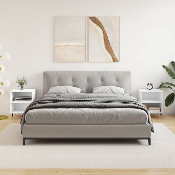 vidaXL Tables de chevet 2 pcs blanc 40x30x50 cm bois d'ing&eacute;nierie