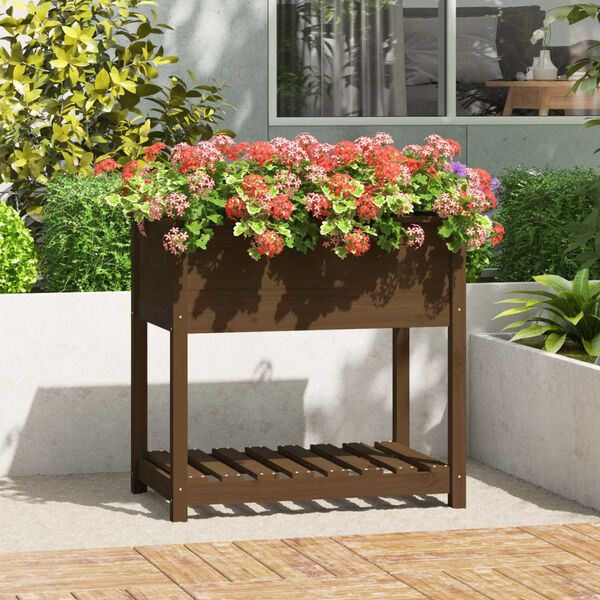 vidaXL Jardini&egrave;re avec &eacute;tag&egrave;re Marron miel 82,5x54x81 cm Bois de pin