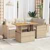 vidaXL Salon de jardin avec coussins 5 pcs beige r&eacute;sine tress&eacute;e acacia
