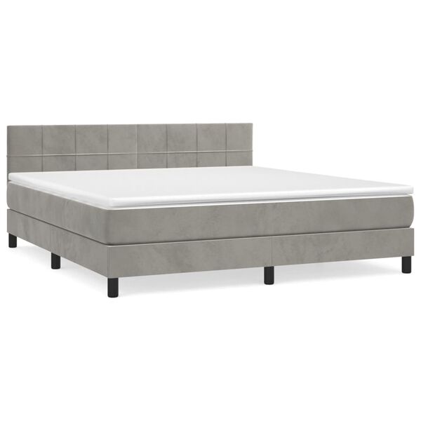 vidaXL Sommier &agrave; lattes de lit et matelas Gris clair 180x200cm Velours