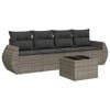 vidaXL Salon de jardin 5 pcs avec coussins gris r&eacute;sine tress&eacute;e