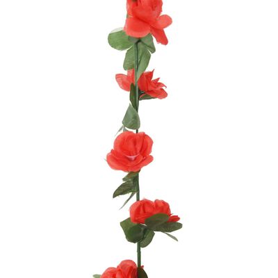 vidaXL Guirlandes de fleurs artificielles 6 pcs rouge 250 cm