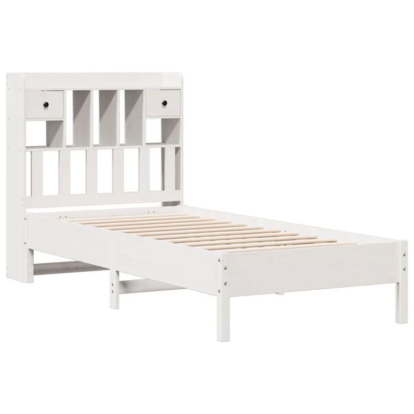 vidaXL Lit biblioth&egrave;que sans matelas blanc 90x190cm bois de pin massif