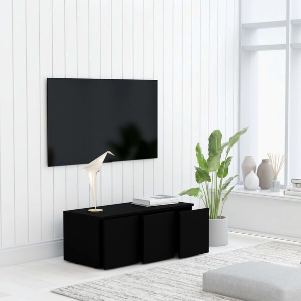 vidaXL Meuble TV Noir 80x34x30 cm Bois d'ingénierie