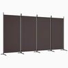 vidaXL Cloison de s&eacute;paration 4 panneaux Marron 346x180 cm Tissu