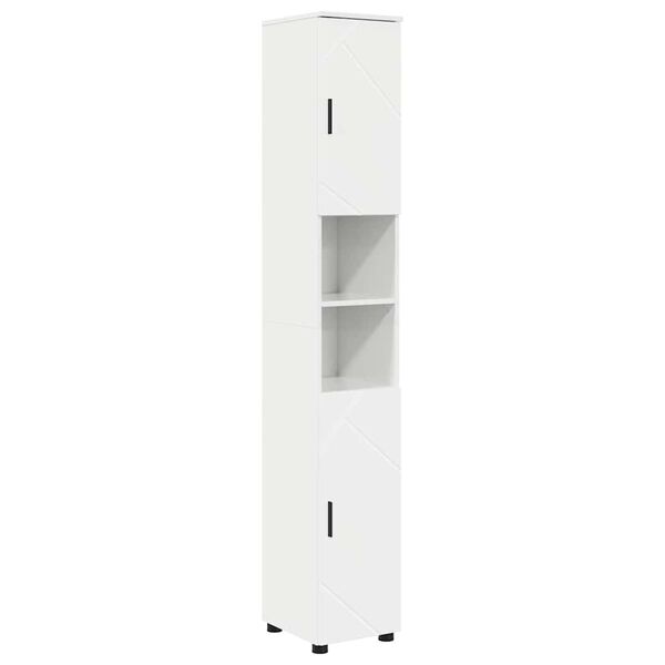 vidaXL Cabinet de salle de bain Blanc brillant 30 x 35 x 192 cm