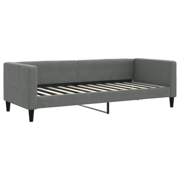vidaXL Lit de jour avec gigogne et matelas gris fonc&eacute; 80x200 cm tissu