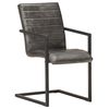 vidaXL Chaises &agrave; manger cantilever lot de 4 gris cuir v&eacute;ritable