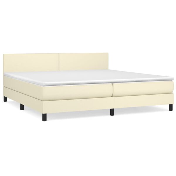vidaXL Sommier &agrave; lattes de lit avec matelas Cr&egrave;me 200x200cm Similicuir