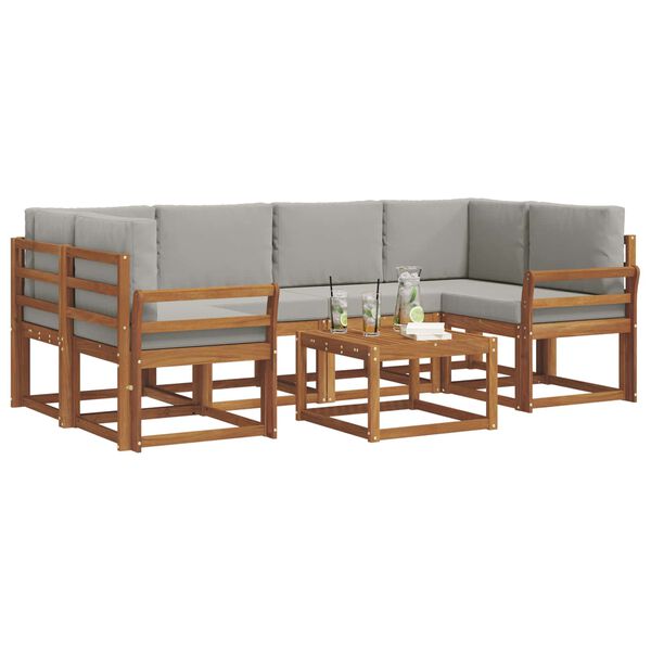 vidaXL Ensemble de canap&eacute;s d'ext&eacute;rieur 7 pcs Gris Naturel et Clair