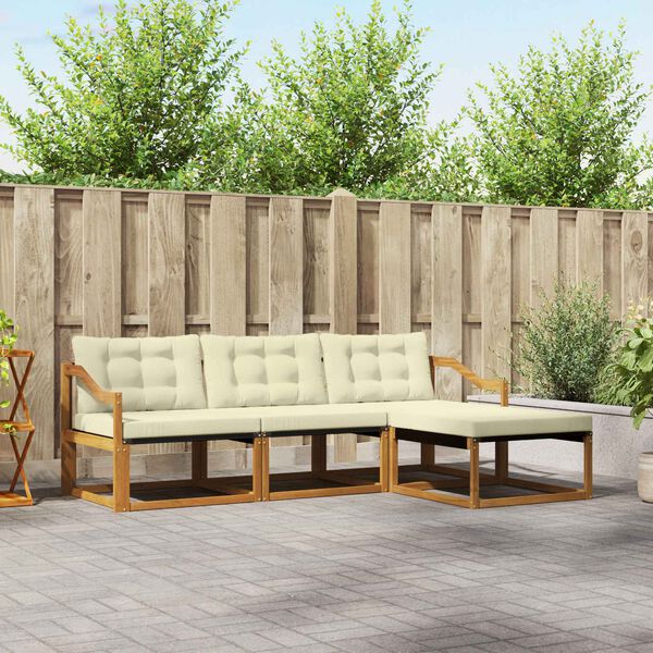 vidaXL Ensemble de canap&eacute;s d'ext&eacute;rieur 4 pcs Naturel et Cr&egrave;me