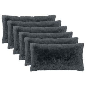 vidaXL Coussin avec oreiller HEERLEN 6 pi&egrave;ces Anthracite Fleece PV