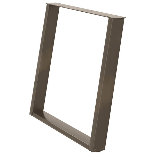 vidaXL Pieds de table &agrave; manger en forme de U, 2 pi&egrave;ces, acier naturel, 100 x (72-73) cm