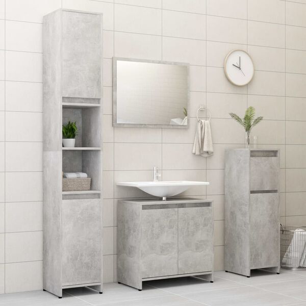 vidaXL Armoire de salle de bain Gris béton 30x30x95 cm Bois ingénierie