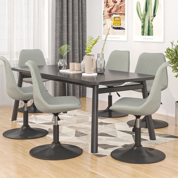 vidaXL Chaises pivotantes &agrave; manger lot de 6 Gris clair Velours