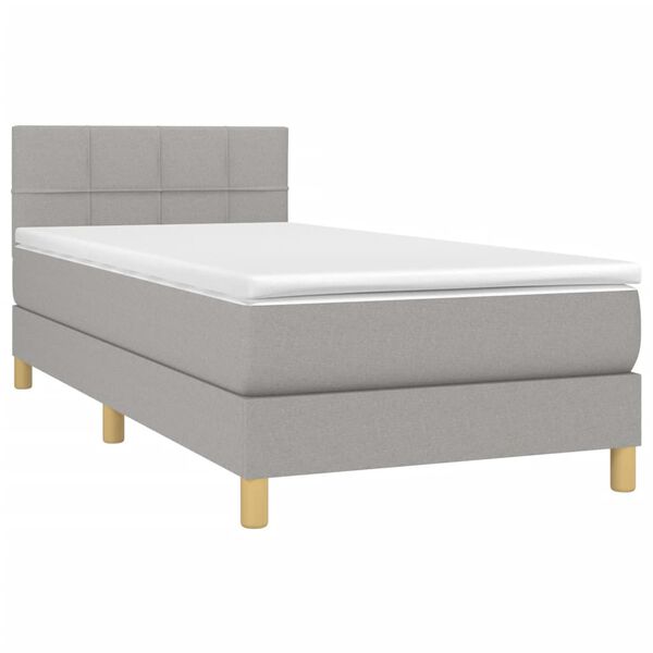 vidaXL Sommier &agrave; lattes de lit avec matelas et LED Gris clair 80x200cm