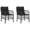 vidaXL Chaises de jardin avec coussins lot de 2 noir r&eacute;sine tress&eacute;e