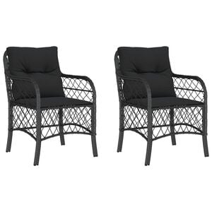 vidaXL Chaises de jardin avec coussins lot de 2 noir r&eacute;sine tress&eacute;e