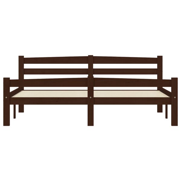 vidaXL Cadre de lit avec 2 tiroirs Marron fonc&eacute; Bois de pin 160x200 cm