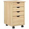 vidaXL Cabinet roulant avec roue Marron 34 x 39 x 56 cm Pin massif